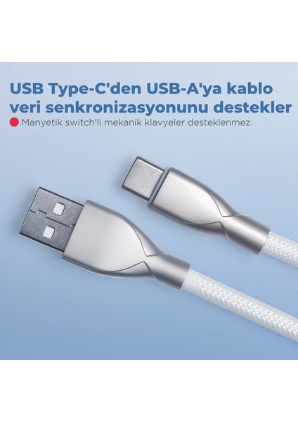 Mekanik Klavyeler Ile Uyumlu Coiled Cable- Örgülü Sarmal Type-C Klavye Kablosu
