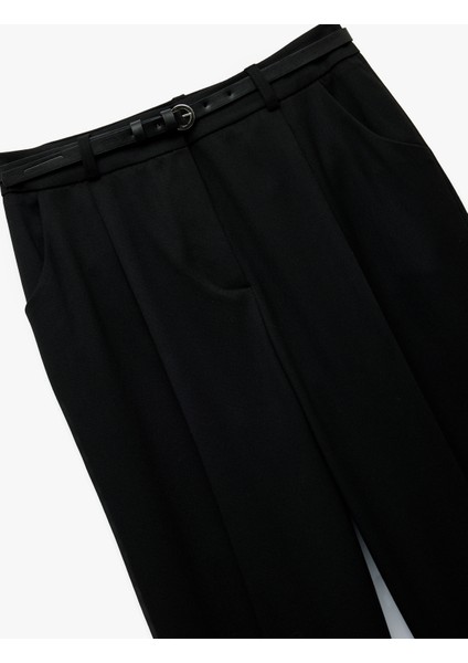 Cepli Kemerli Yüksek Bel Oversize Cigarette Pantolon