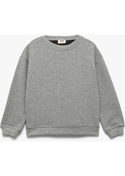 Uzun Kollu Bisiklet Yaka Şardonlu Basic Sweatshirt