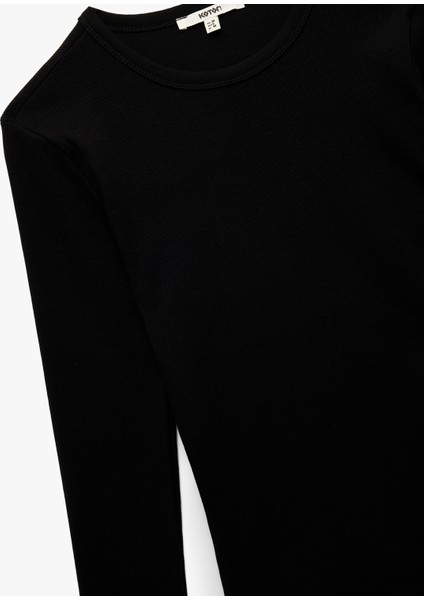 Pamuklu Slim Fit Kaşkorse Uzun Kollu Bisiklet Yaka Tişört indirimleri