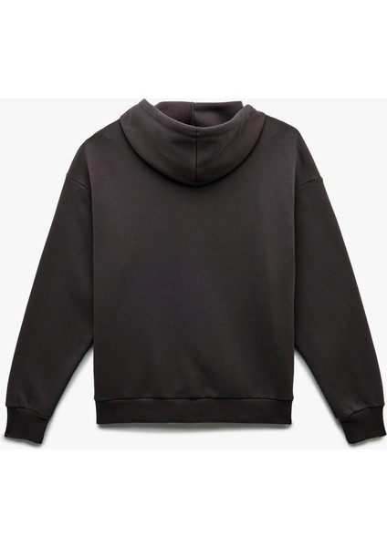 Şardonlu Uzun Kollu Kapüşonlu Kanguru Cepli Oversize Fermuarlı Sweatshirt fiyatları