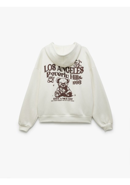 Kapüşonlu Fermuarlı Arkası Baskılı Cepli Şardonlu Oversize Sweatshirt indirimleri