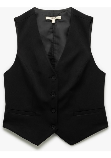 Astarlı Kolsuz V Yaka Düğmeli Blazer Yelek modelleri