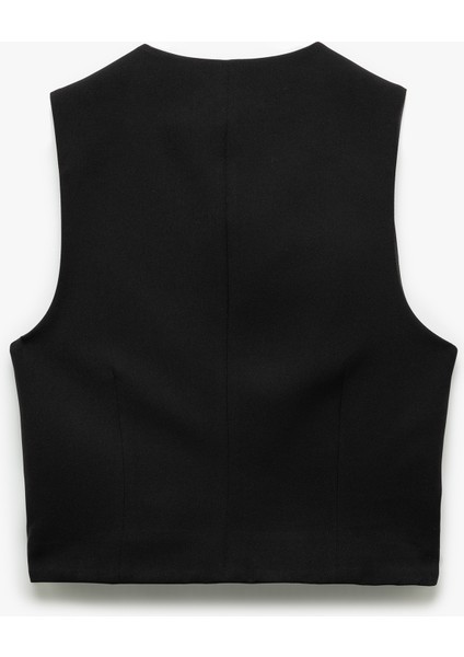 Astarlı Kolsuz V Yaka Düğmeli Blazer Yelek fırsatları