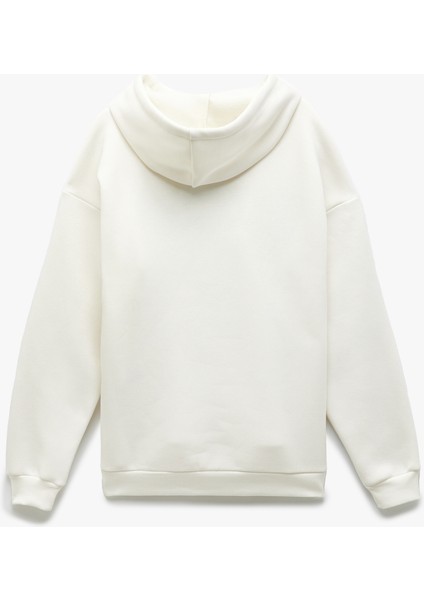 Üç Iplik Şardonlu Kolej Nakış Detaylı Kapüşonlu Oversize Sweatshirt fırsatları