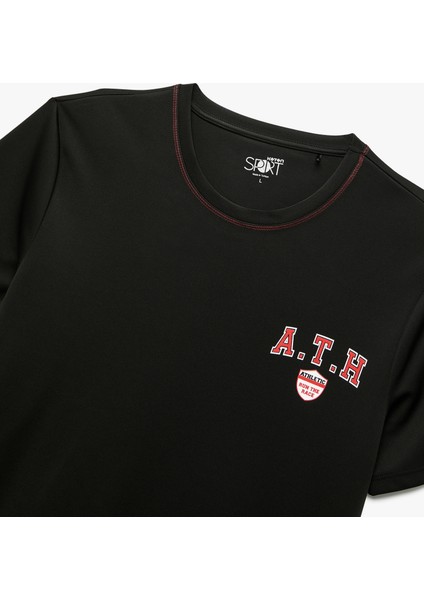 Kısa Kollu Regular Fit Bisiklet Yaka Baskılı Spor Tişört modelleri