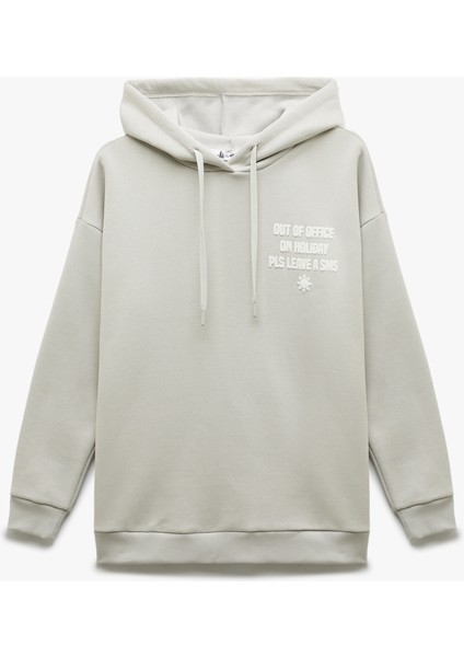 Pamuklu Şardonlu Arkası Baskılı Kapüşonlu Oversize Sweatshirt fırsatları