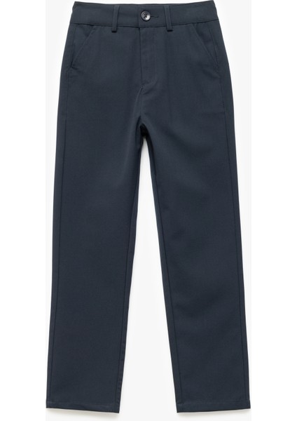 Viskon Karışımlı Dar Kesim Düğmeli Cep Detaylı Basic Pantolon