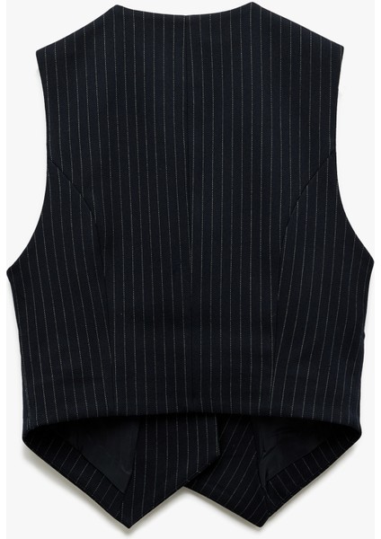 Kolsuz V Yaka Düğmeli Asimetrik Kesim Blazer Yelek fırsatları