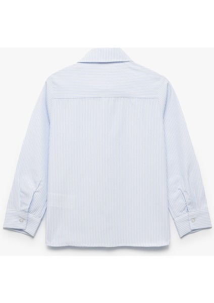 Uzun Kollu Klasik Yaka Cep Detaylı Çizgili Gömlek fiyatları