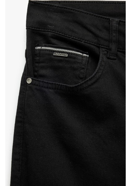 Normal Bel Düğmeli Pamuklu Cep Detaylı Gabardin Pantolon