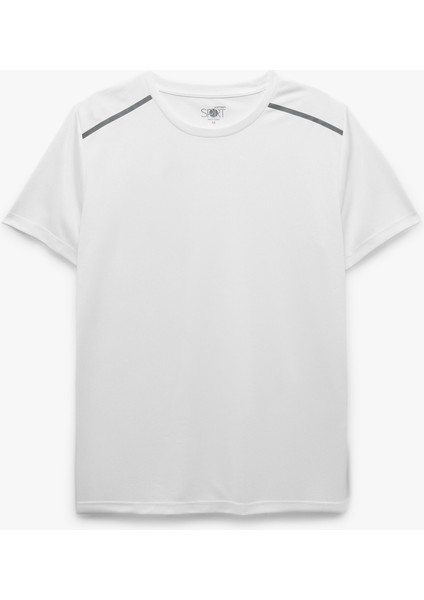 Kısa Kollu Regular Fit Çizgi Detaylı Bisiklet Yaka Spor Tişört modelleri