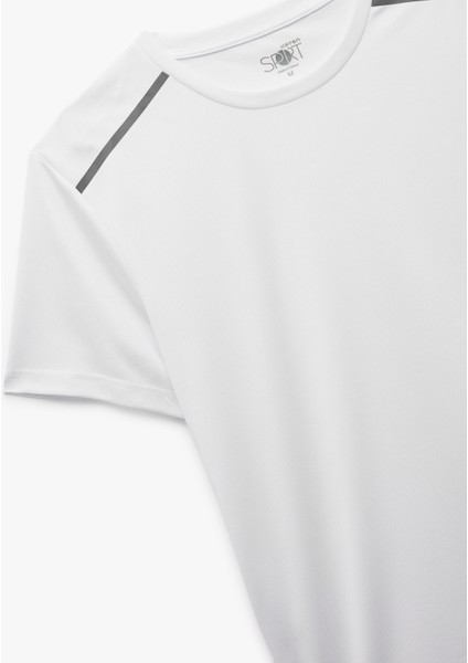 Kısa Kollu Regular Fit Çizgi Detaylı Bisiklet Yaka Spor Tişört indirimleri