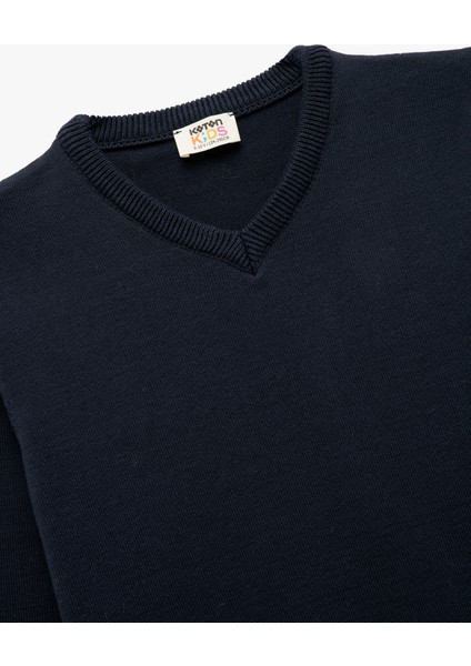 Pamuklu Uzun Kollu V Yaka Basic Triko Kazak modelleri