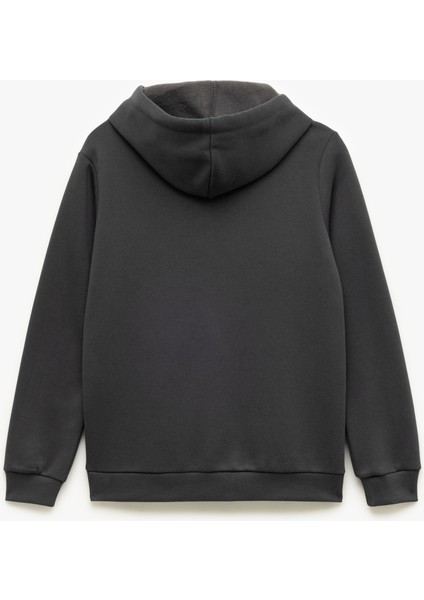 Şardonlu Uzun Kollu Kapüşonlu Köpek Nakışlı Kanguru Cepli Sweatshirt fırsatları