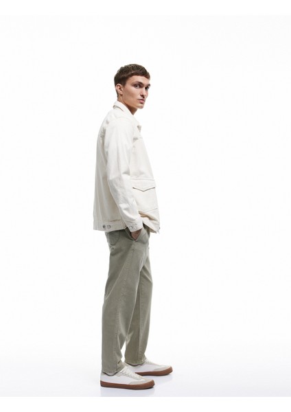 Cep Detaylı Pamuklu Straight Fit Beli Bağcıklı Gabardin Pantolon