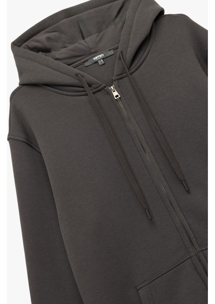 Uzun Kollu Şardonlu Fermuarlı Kanguru Cepli Sweatshirt modelleri