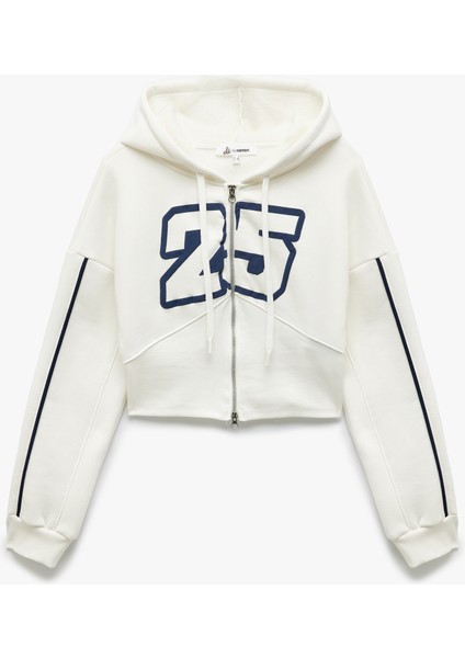 Şardonlu Fermuarlı Korse Detaylı Baskılı Kapüşonlu Sweatshirt modelleri