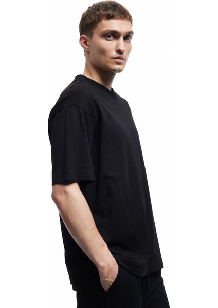 Kısa Kollu Bisiklet Yaka Pamuklu Basic Oversize Tişört fiyatları