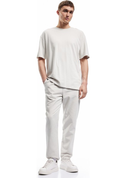 Pamuklu Cep Detaylı Beli Bağcıklı Kanvas Pantolon