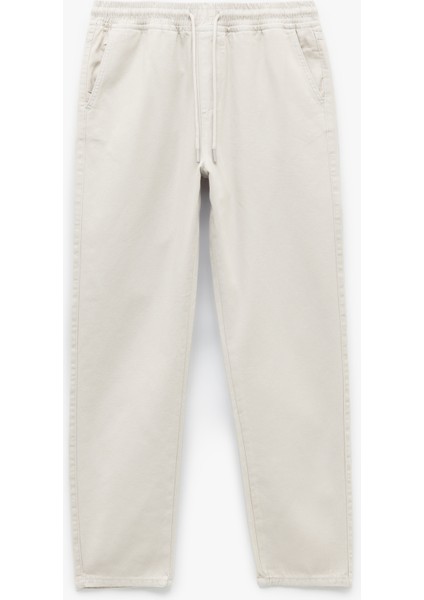 Pamuklu Cep Detaylı Beli Bağcıklı Kanvas Pantolon modelleri