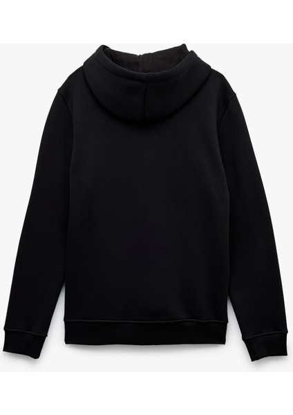 Şardonlu Uzun Kollu Basic Kapşonlu Sweatshirt fırsatları