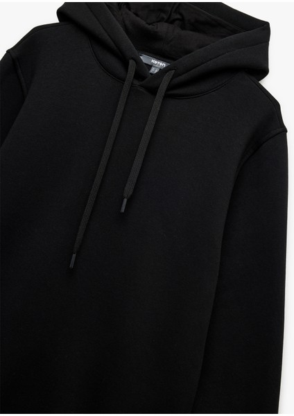 Şardonlu Uzun Kollu Basic Kapşonlu Sweatshirt indirimleri