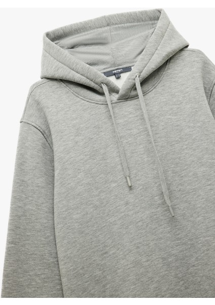 Şardonlu Uzun Kollu Basic Kapşonlu Sweatshirt indirimleri