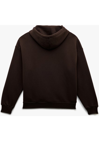 Şardonlu Uzun Kollu Kapüşonlu Kanguru Cepli Oversize Fermuarlı Sweatshirt fiyatları