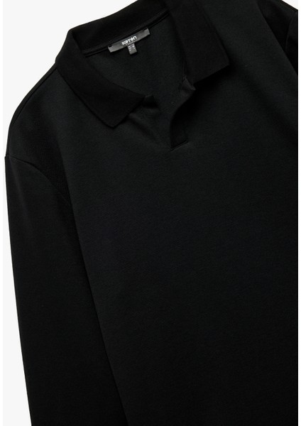 Pike Kumaş Polo Yaka Uzun Kollu Basic Sweatshirt modelleri