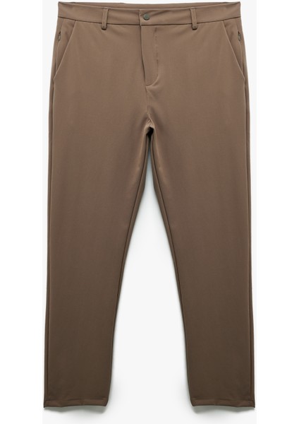 Slim Fit Cep Detaylı Düğmeli Esnek Kumaş Pantolon