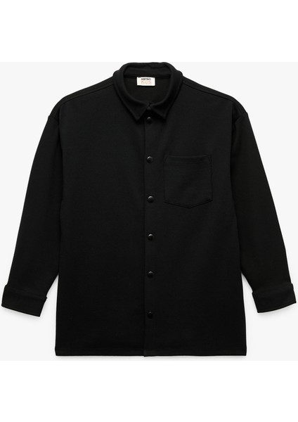 Pamuklu Uzun Kollu Düğmeli Basic Gömlek Ceket