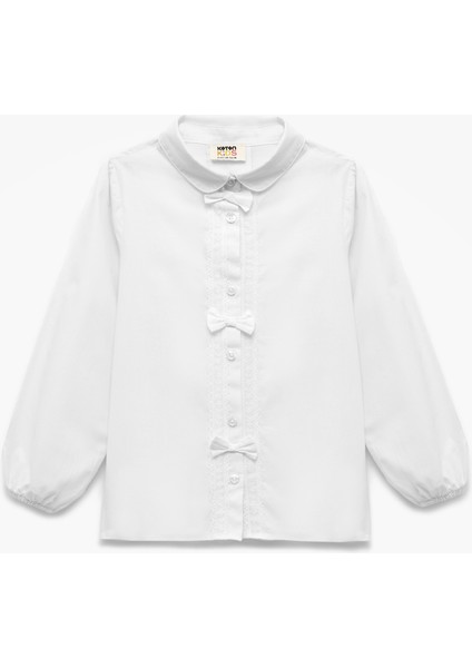 Pamuklu Uzun Kollu Fiyonk Detaylı Bebe Yaka Gömlek