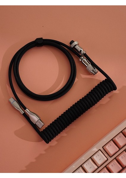 Mekanik Klavyeler Ile Uyumlu Coiled Cable- Örgülü Sarmal Type-C Klavye Kablosu