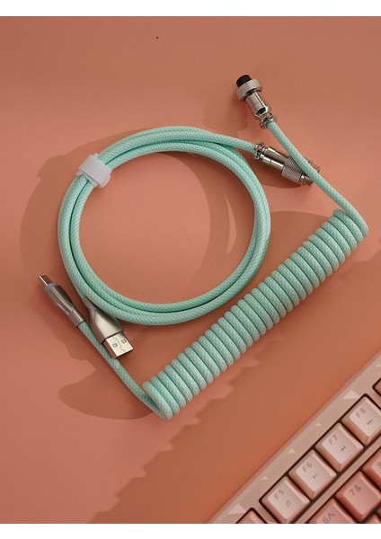 Mekanik Klavyeler Ile Uyumlu Coiled Cable- Örgülü Sarmal Type-C Klavye Kablosu