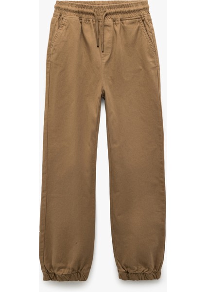 Beli Bağcıklı Cep Detaylı Pamuklu Gabardin Jogger Pantolon
