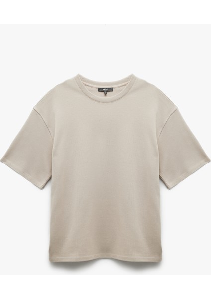 Pamuklu Kısa Kollu Bisiklet Yaka Oversize Basic Tişört modelleri
