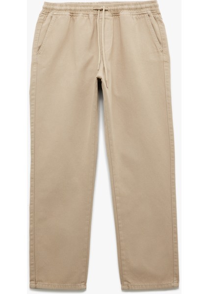 Pamuklu Cep Detaylı Beli Bağcıklı Kanvas Pantolon fırsatları