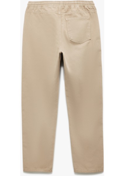 Pamuklu Cep Detaylı Beli Bağcıklı Kanvas Pantolon indirimleri