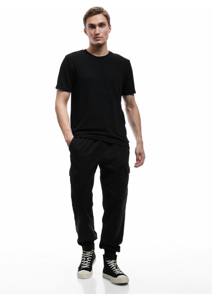 Beli Bağcıklı Kargo Cep Detaylı Pamuklu Gabardin Jogger Pantolon