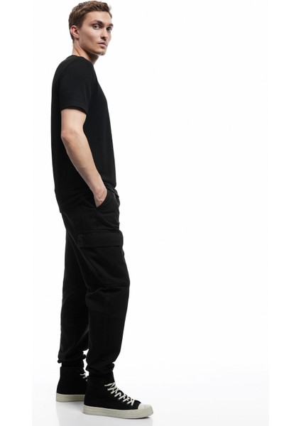 Beli Bağcıklı Kargo Cep Detaylı Pamuklu Gabardin Jogger Pantolon