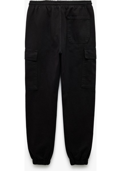 Beli Bağcıklı Kargo Cep Detaylı Pamuklu Gabardin Jogger Pantolon