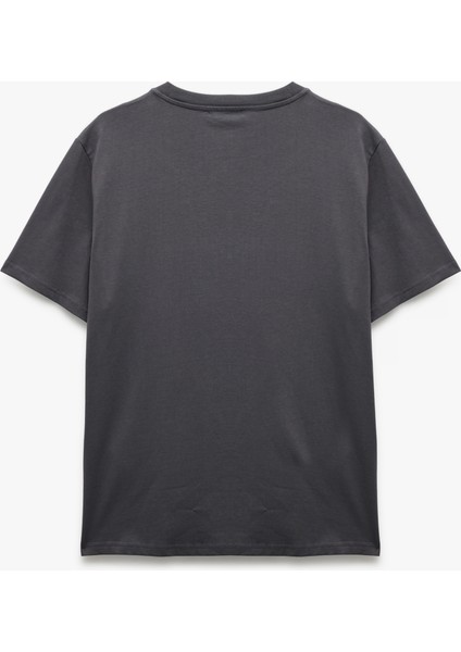 Pamuklu Kısa Kollu Regular Fit Bisiklet Yaka Baskılı Tişört fırsatları