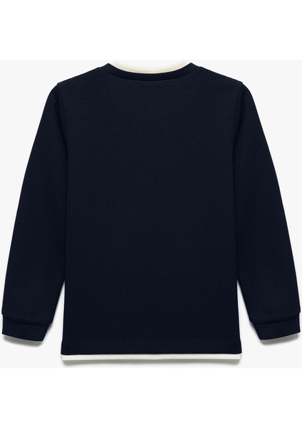Şardonlu Bisiklet Yaka Çizgili Uzun Kollu Sweatshirt fiyatları