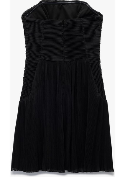 Straplez Yaka Kolsuz Slim Fit Şifon Mini Abiye Elbise fırsatları