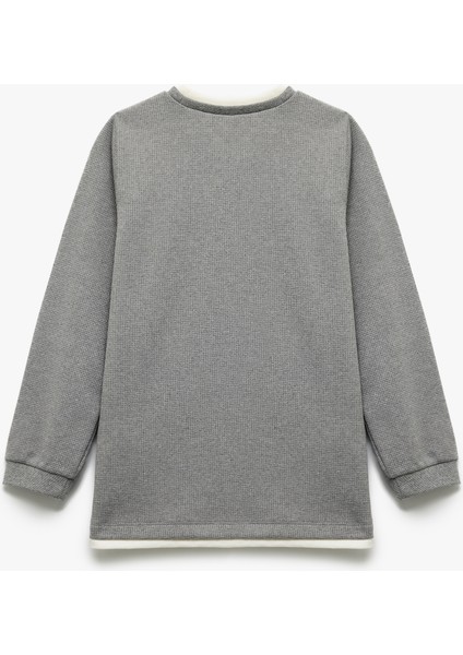 Şardonlu Bisiklet Yaka Çizgili Uzun Kollu Sweatshirt fiyatları