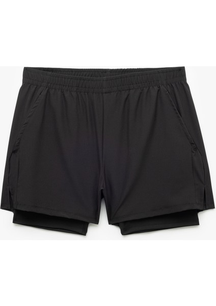 Slim Fit Cep Detaylı Paraşüt Kumaş Beli Lastikli Taytlı Spor Şort