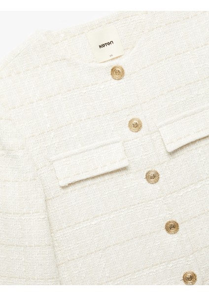 Uzun Kollu Bisiklet Yaka Aplike Detaylı Düğmeli Tüvit Ceket modelleri