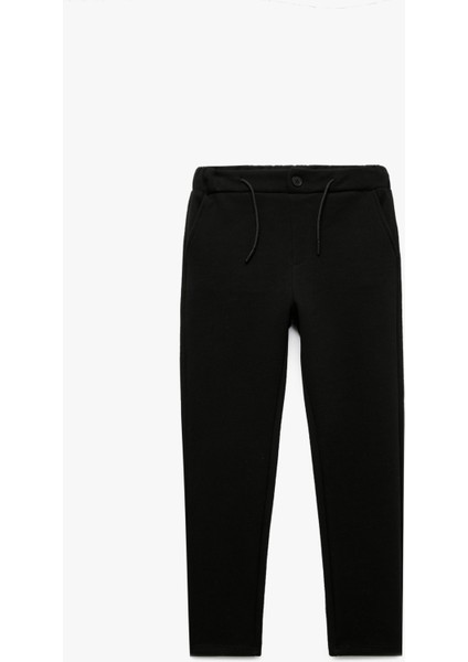 Fermuarlı Beli Bağcıklı Pamuklu Şardonlu Pantolon Görünümlü Eşofman Altıtı