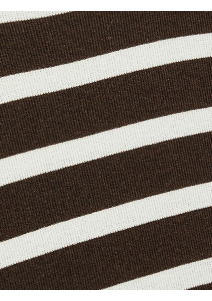 Kısa Kollu Bisiklet Yaka Slim Fit Çizgili Tişört